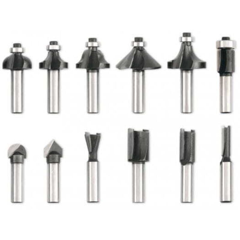 foto del prodotto set frese per legno vorel 12 pezzi gambo 8mm 22550