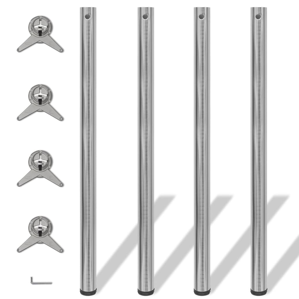 foto del prodotto set gambe tavolo 4 pz in nickel spazzolato regolabili 1100 mm cod mxl 71028