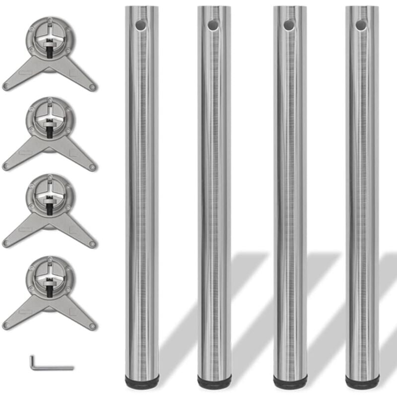 foto del prodotto set gambe tavolo 4 pz in nickel spazzolato regolabili 710 mm vidaxl