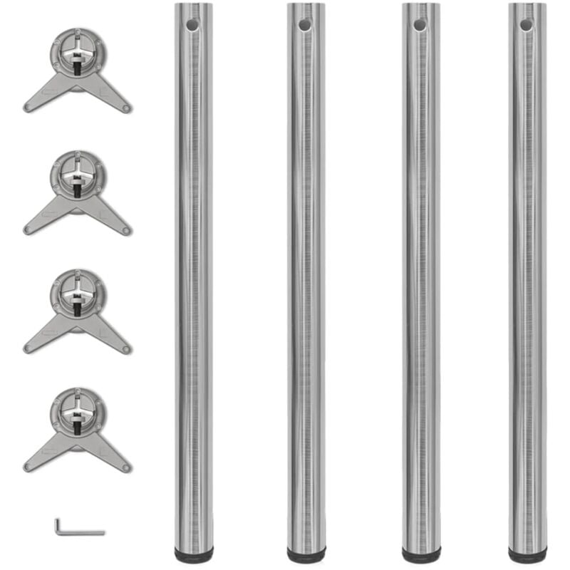 foto del prodotto set gambe tavolo 4 pz in nickel spazzolato regolabili 870 mm vidaxl