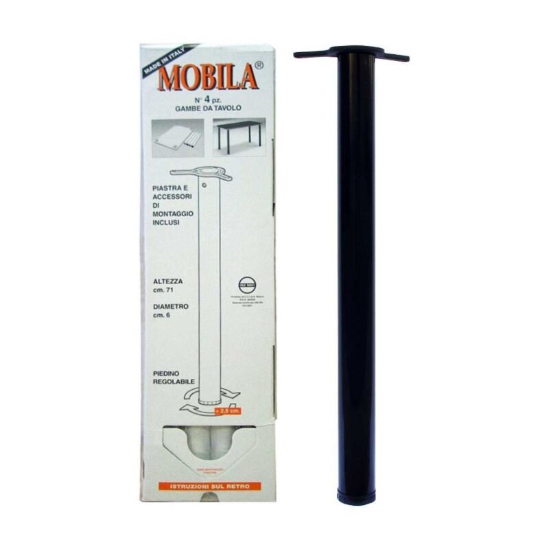 foto del prodotto set gambe tavolo nere 60x710 pezzi 4 masidef