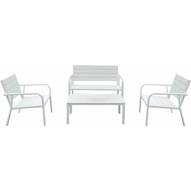 foto del prodotto set giardino effetto polywood arbus colore bianco
