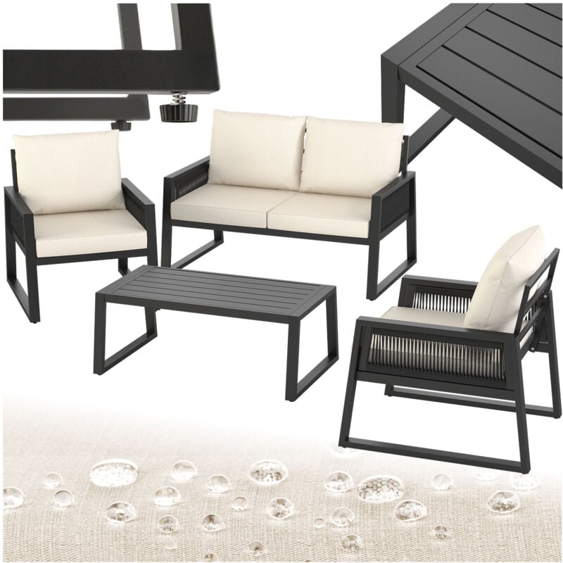 foto del prodotto set giardino lounge captive in design rope set di sedute, lounge da giardino, mobili da esterno set 1 1 x divano 1 x tavolo 2 x poltrone 