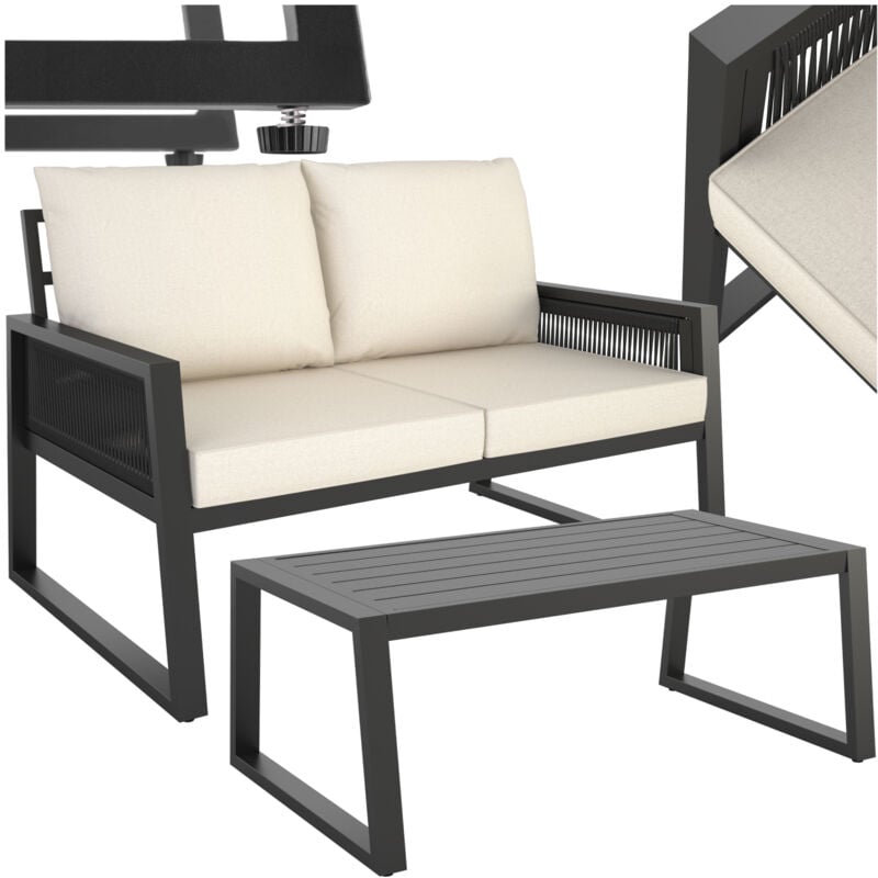 foto del prodotto set giardino lounge captive in design rope set di sedute, lounge da giardino, mobili da esterno set 2 1 x divano 1 x tavolo 