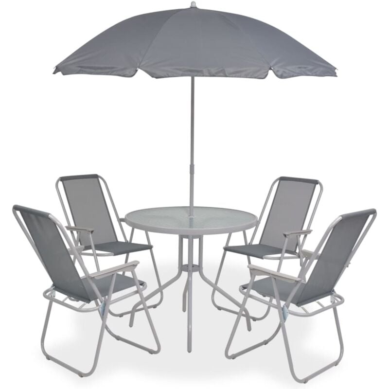foto del prodotto set giardino tavolo e sedie mobili per esterni con ombrellone grigio posti fino a 4