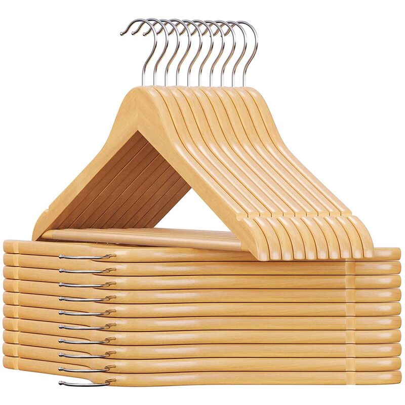 foto del prodotto set grucce appendiabiti 20 pz in legno colore naturale