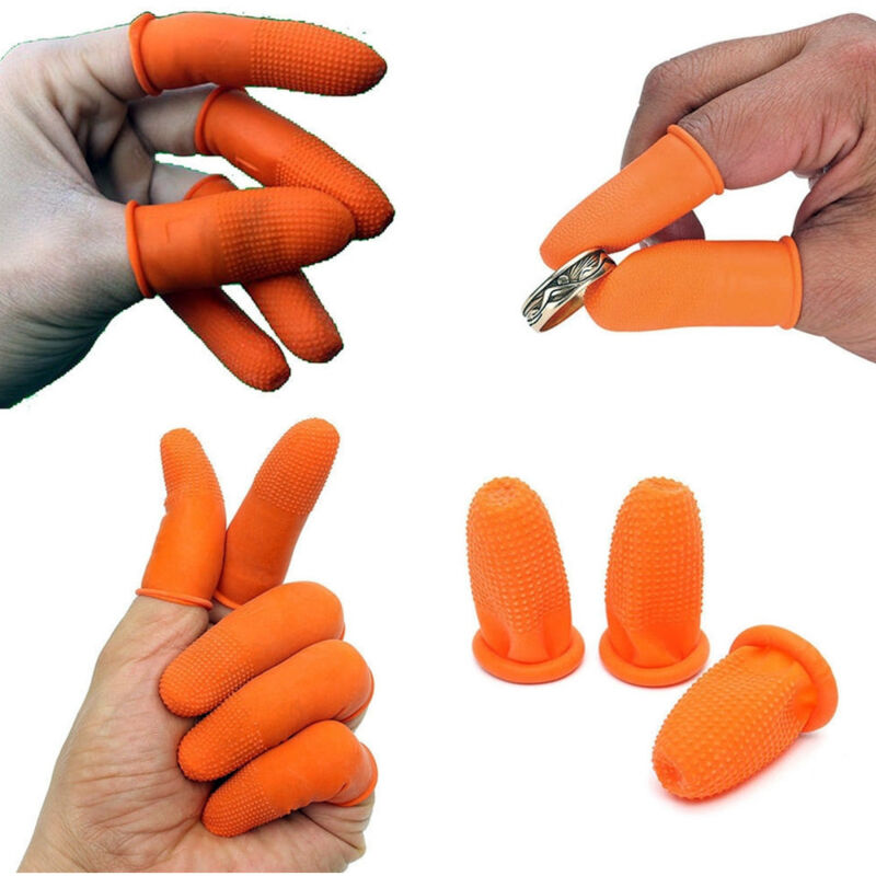 foto del prodotto set guanti per dita in gomma con particelle antiscivolo giardinaggio elettronica trade shop traesio