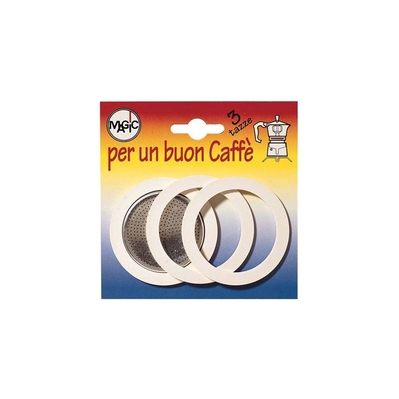 foto del prodotto set guarnizione filtro per caffettiera 3 tazze demolli