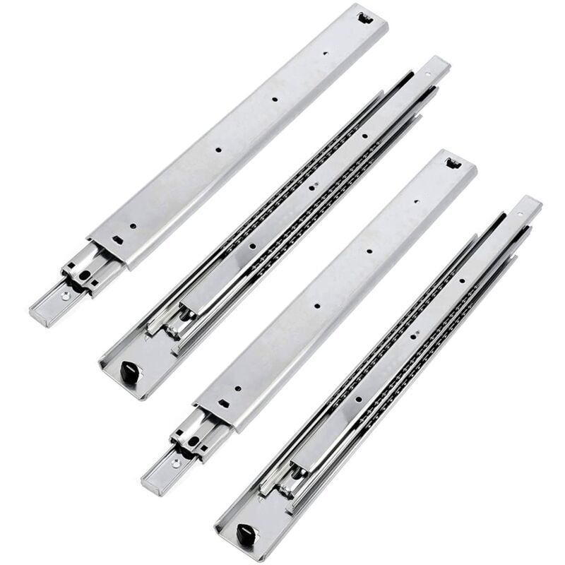 foto del prodotto set guide scorrevoli per cassetti di estrazione totale 53.9 x 1100 mm, guide cassetti, acciaio zincato 2 mm, guide telescopiche, binari per cassetti