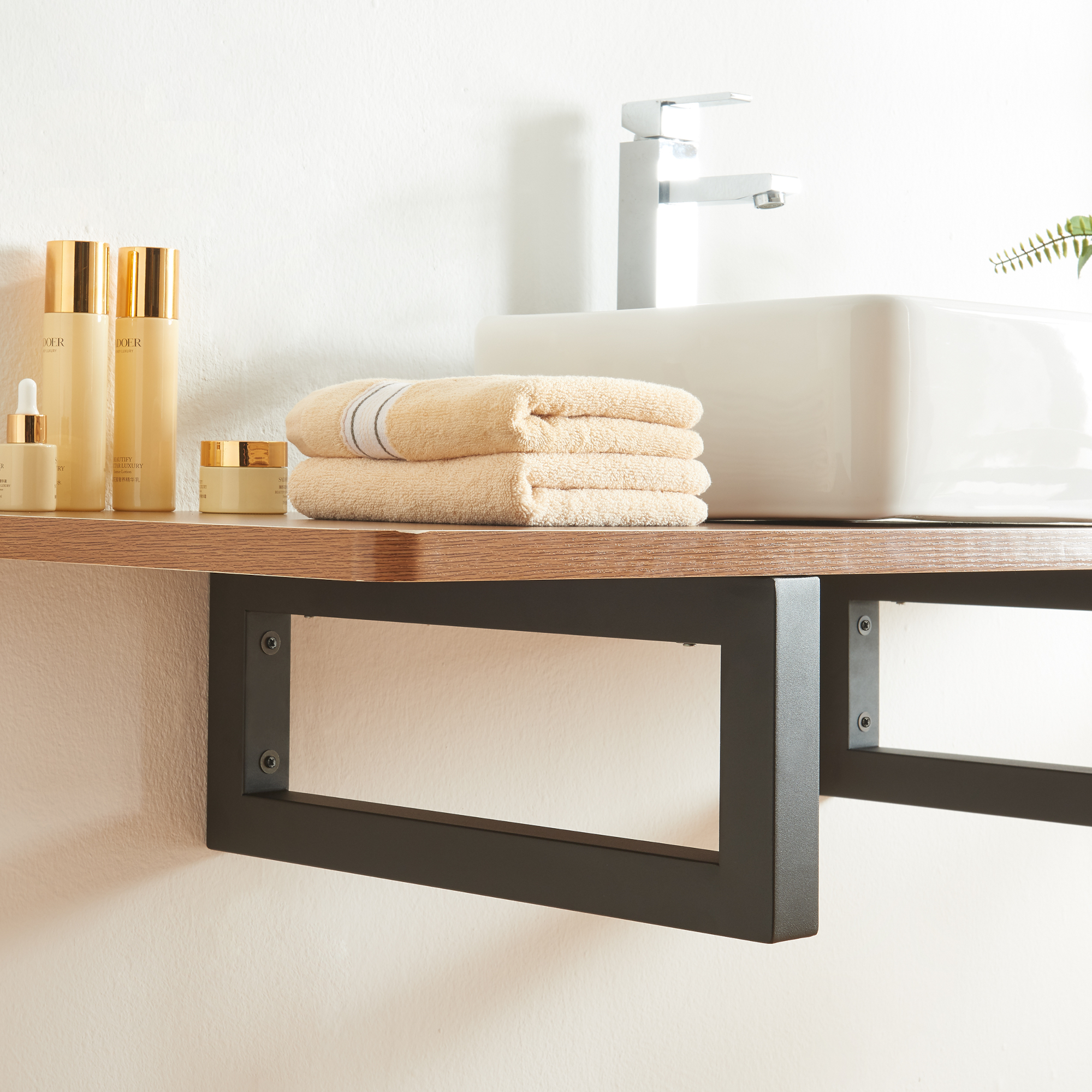 foto del prodotto set hawangen di 2 supporti per mobili 39 fai da te 39 montaggio a parete in acciaio luxa 40 x 20 cm nero en.casa 