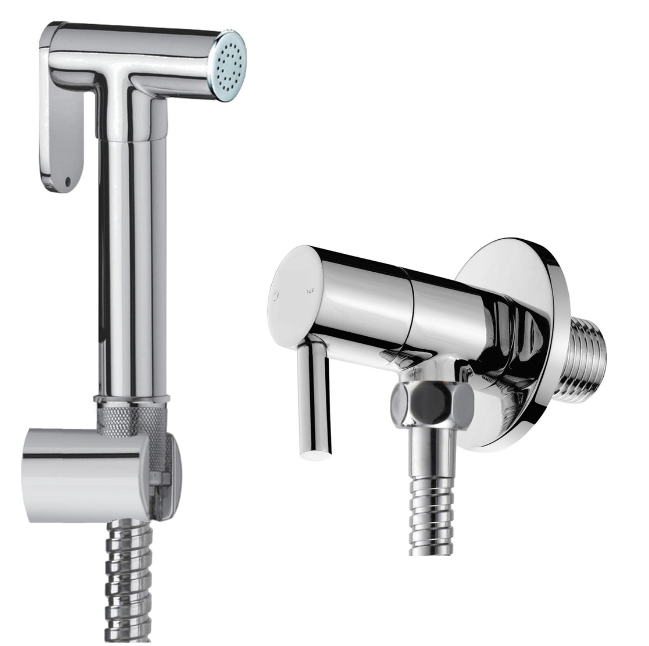 foto del prodotto set idroscopino con rubinetto arresto supporto ottone flessibile 120 cm