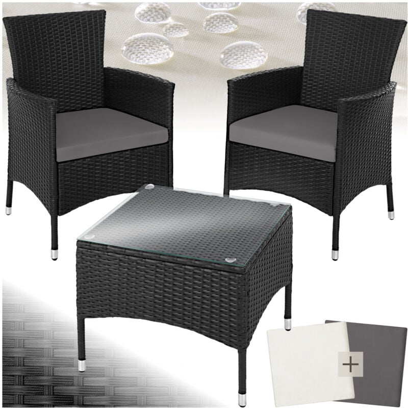 foto del prodotto set in rattan lucerna 2 + 1 inclusi rivestimenti in 2 colori - set giardino rattan, set da giardino in rattan, rattan sintetico