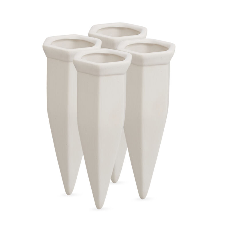 foto del prodotto set irrigazione a goccia, set da 4 coni per piante, innaffiatoio per bottiglie da 1,5 litri in pet, bianco relaxdays