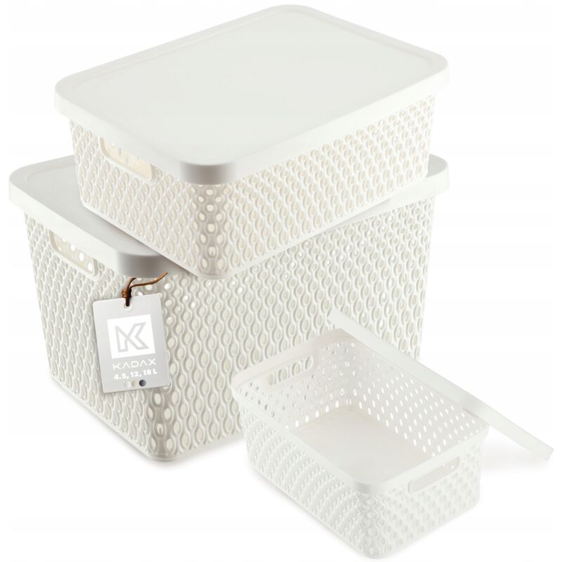 foto del prodotto set kadax con contenitore e cestino organizer per coperchio 4,5 l 12 l 18 l