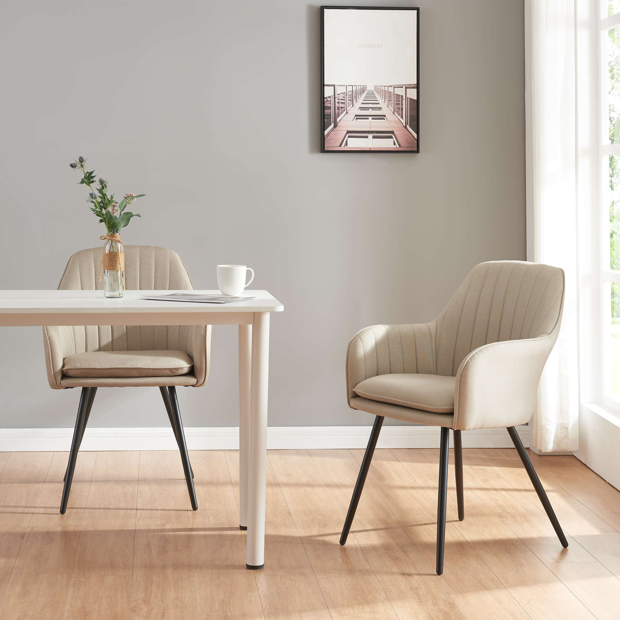 foto del prodotto set kannonkoski di 2 poltroncine da sala pranzo beige en.casa 