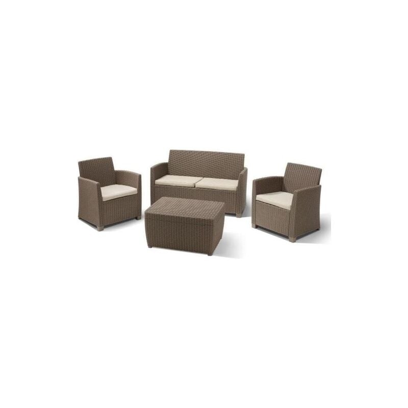 foto del prodotto set keter mia lounge salottino da giardino 4 pezzi in rattan cappuccino 01242 