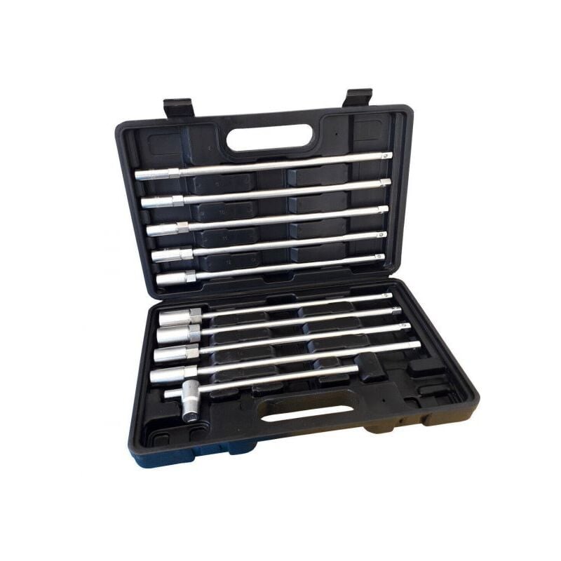 foto del prodotto set kit 11 pz chiavi chiave a t esagonali extra lunghe 9 bussole 8 19mm zt5011