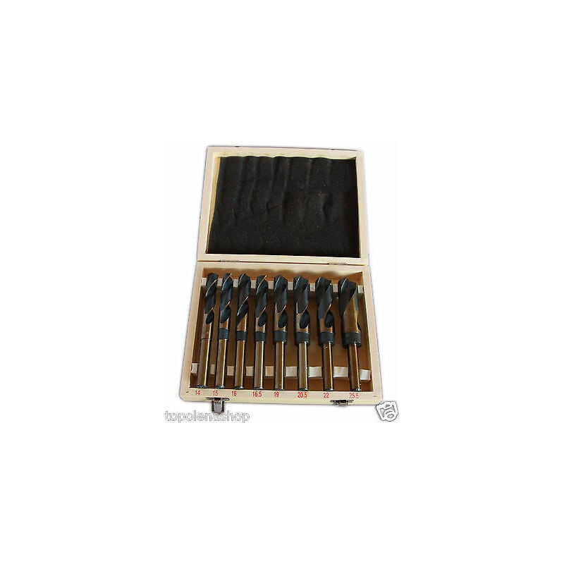 foto del prodotto set kit 8 punte trapano per forare ferro kit frese fresa cofanetto in legno