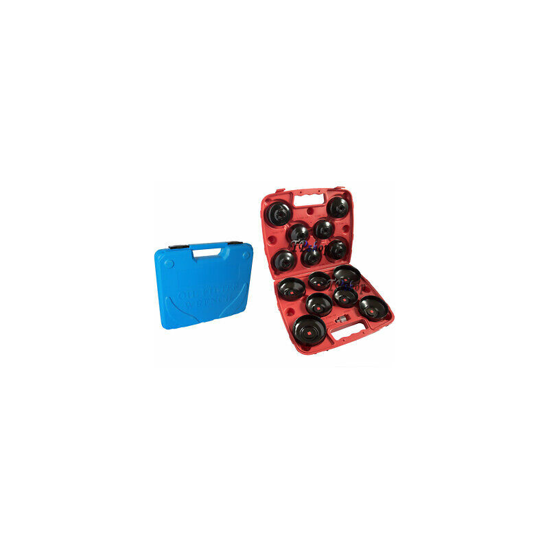 foto del prodotto set kit chiave a tazza per filtro olio 15 pz auto universale crhome vanadium