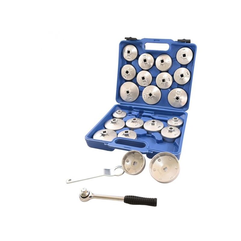 foto del prodotto set kit chiave a tazza per filtro olio 23 pz auto con chiave a crichetto