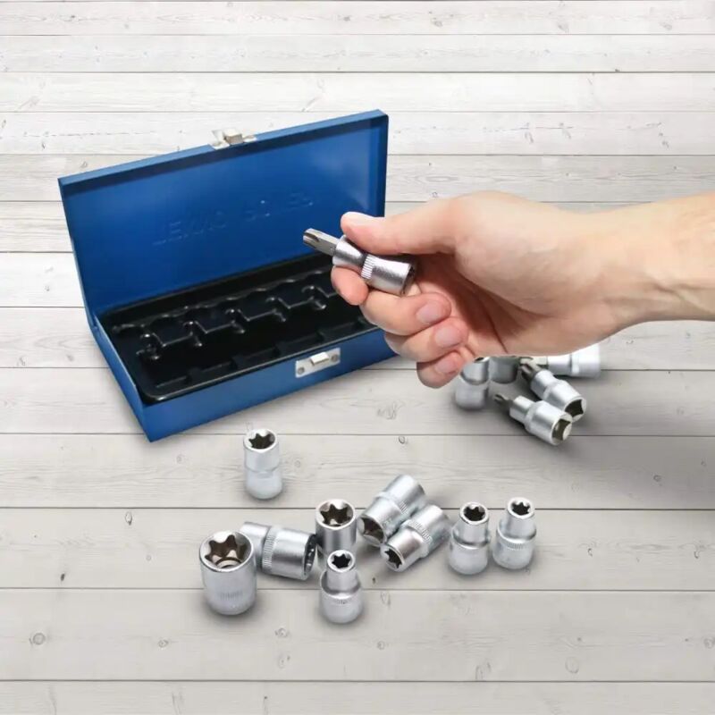 foto del prodotto set kit chiavi a bussola inserti torx chiave bussolotti cassetta 17 pezzi