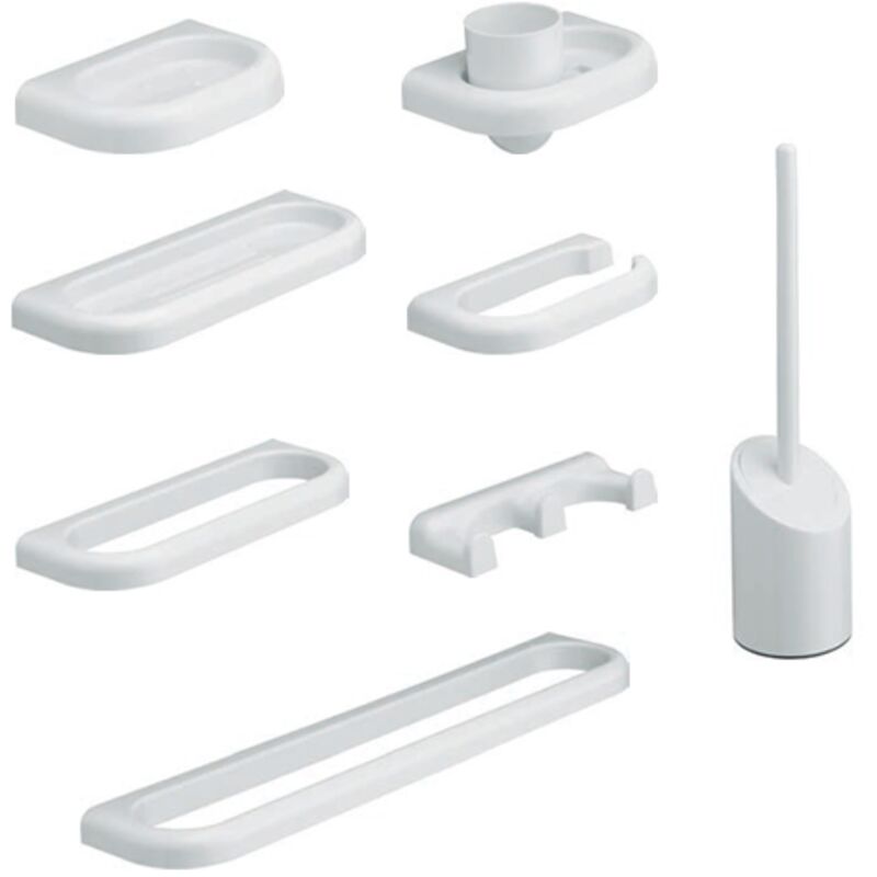 foto del prodotto set kit da bagno serie 9 pezzi abs antigraffio bianco accessori wc metaform
