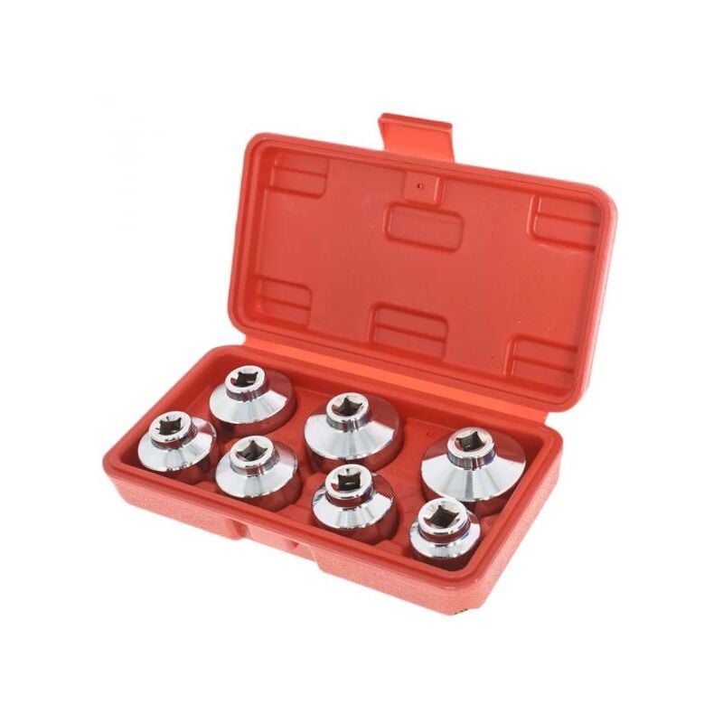 foto del prodotto set kit di chiavi a tazza per filtro olio 7 pz per chiave a cricchetto 24 38mm