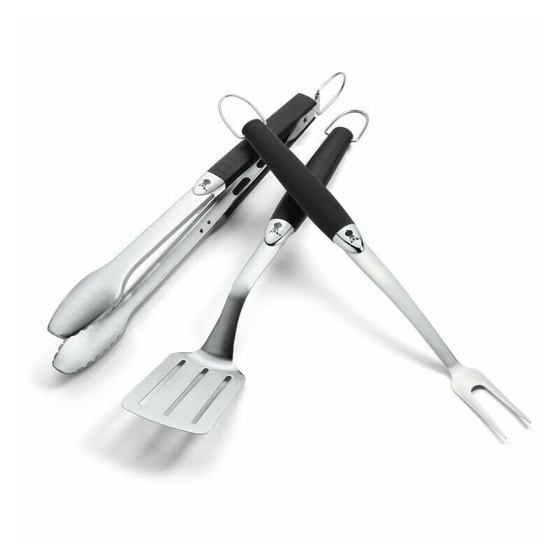 foto del prodotto set kit utensili per barbecue weber forchettone spatola pinze accessori bbq