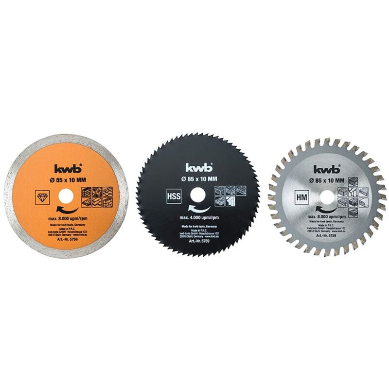 foto del prodotto set lame per mini sega circolare set 5 pezzi