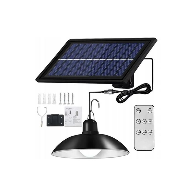 foto del prodotto set lampadario lampada a sospensione solare led soffitto pannello di controllo remoto giardino