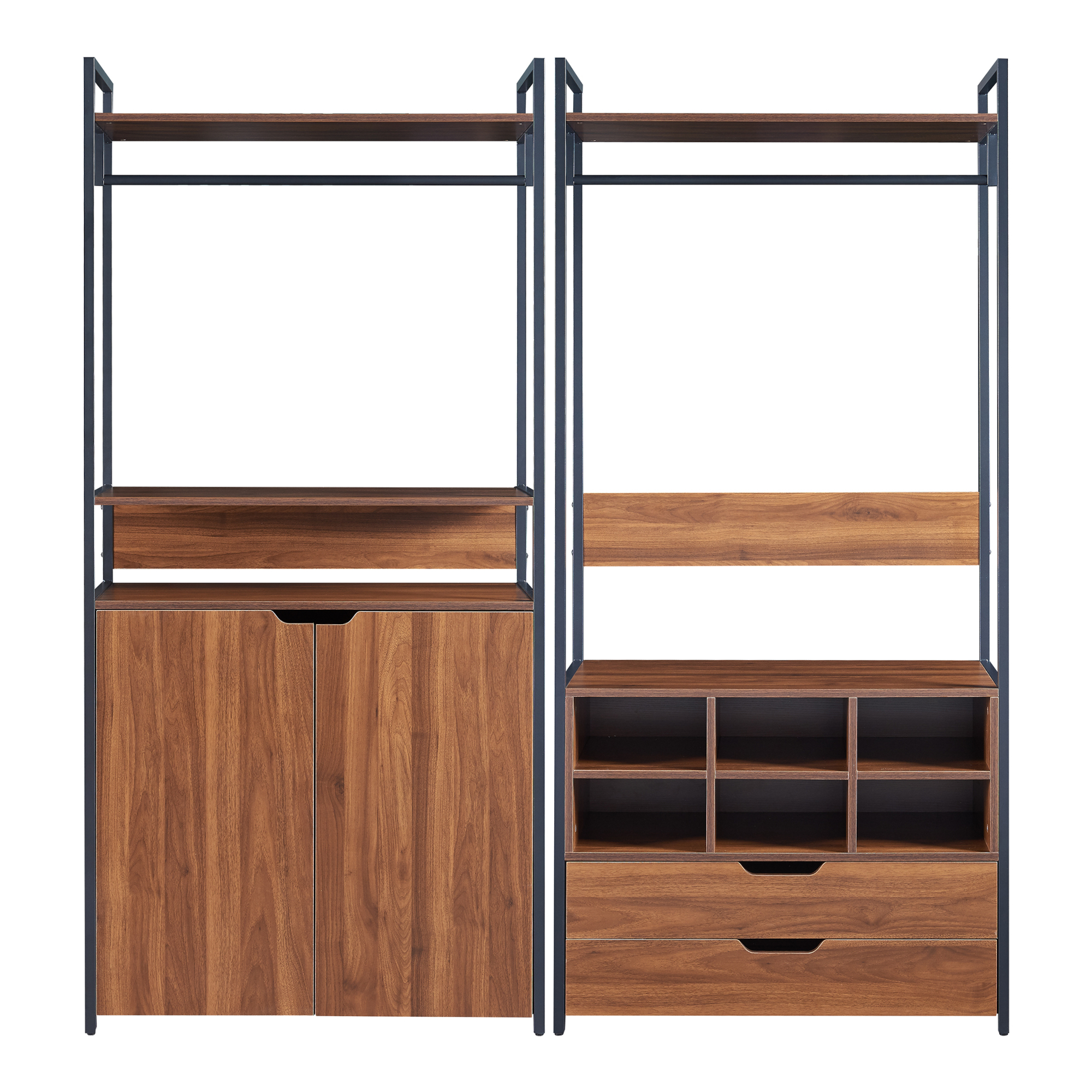 foto del prodotto set larem 2 mobili organizzatori guardaroba 168 cm set e nero effetto noce en.casa 