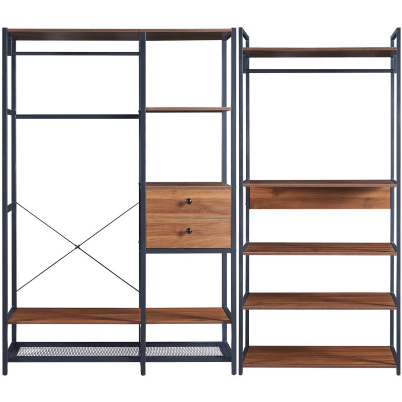 foto del prodotto set larem 2 mobili organizzatori guardaroba 204 cm set a nero effetto noce en.casa 