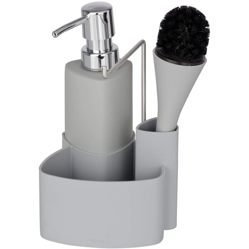 foto del prodotto set lavare piatti empire grigio con spazzola capacit 0.25 l, ceramica in finitura soft touch, 11 x 19 x 12.5 cm, grigio wenko