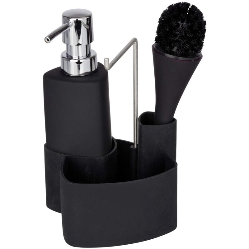 foto del prodotto set lavare piatti empire nero con spazzola capacit 0.25 l, ceramica in finitura soft touch, 11 x 19 x 12.5 cm, nero wenko