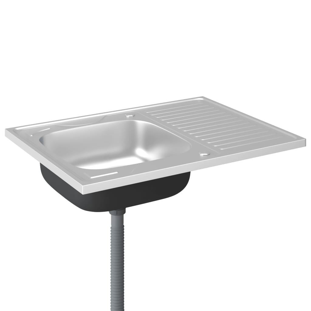 foto del prodotto set lavello e gocciolatoio argento 80 x 60 cm acciaio inox 02 0002428