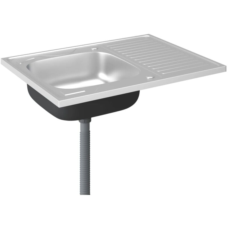 foto del prodotto set lavello e scolapiatti argento 80 x 60 cm in acciaio inox