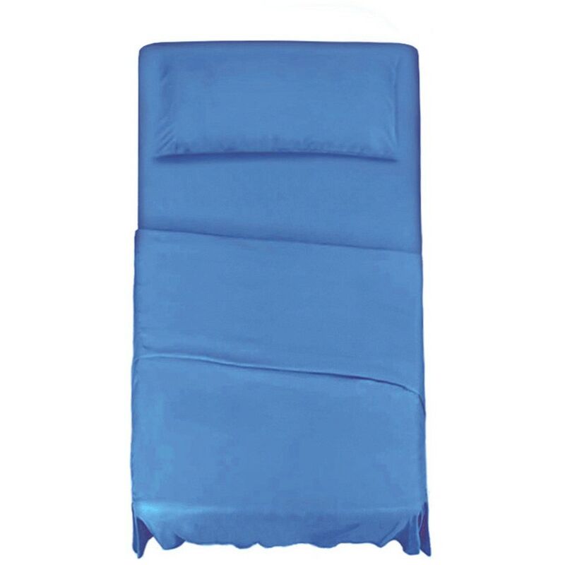 foto del prodotto set lenzuola completo letto una piazza e mezza blu cobalto, lenzuolo sotto con angoli lenzuolo sopra federa klulk