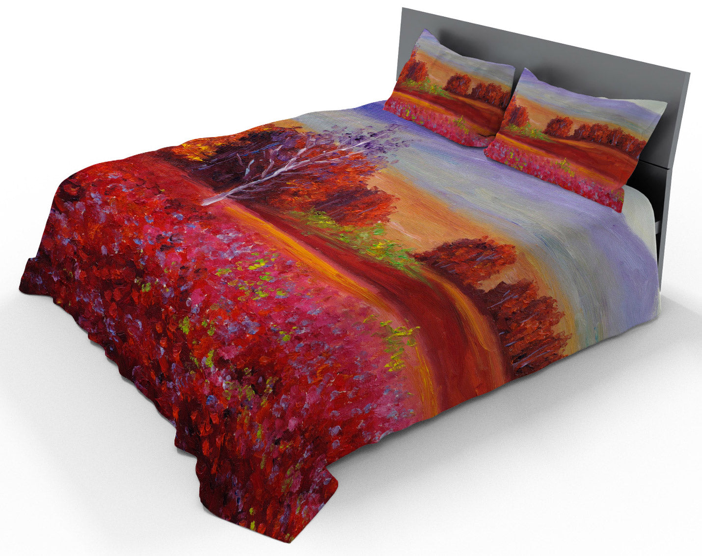 foto del prodotto set lenzuola matrimoniale sopra e federe in cotone con stampa