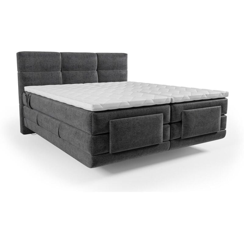 foto del prodotto set letto boxspring test. trapun. rete relax elett. materasso topper 2x80x200 cm antracite lodi di palacio