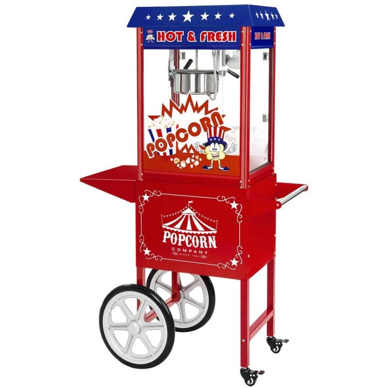 foto del prodotto set macchina per popcorn con carrello design americano rosso