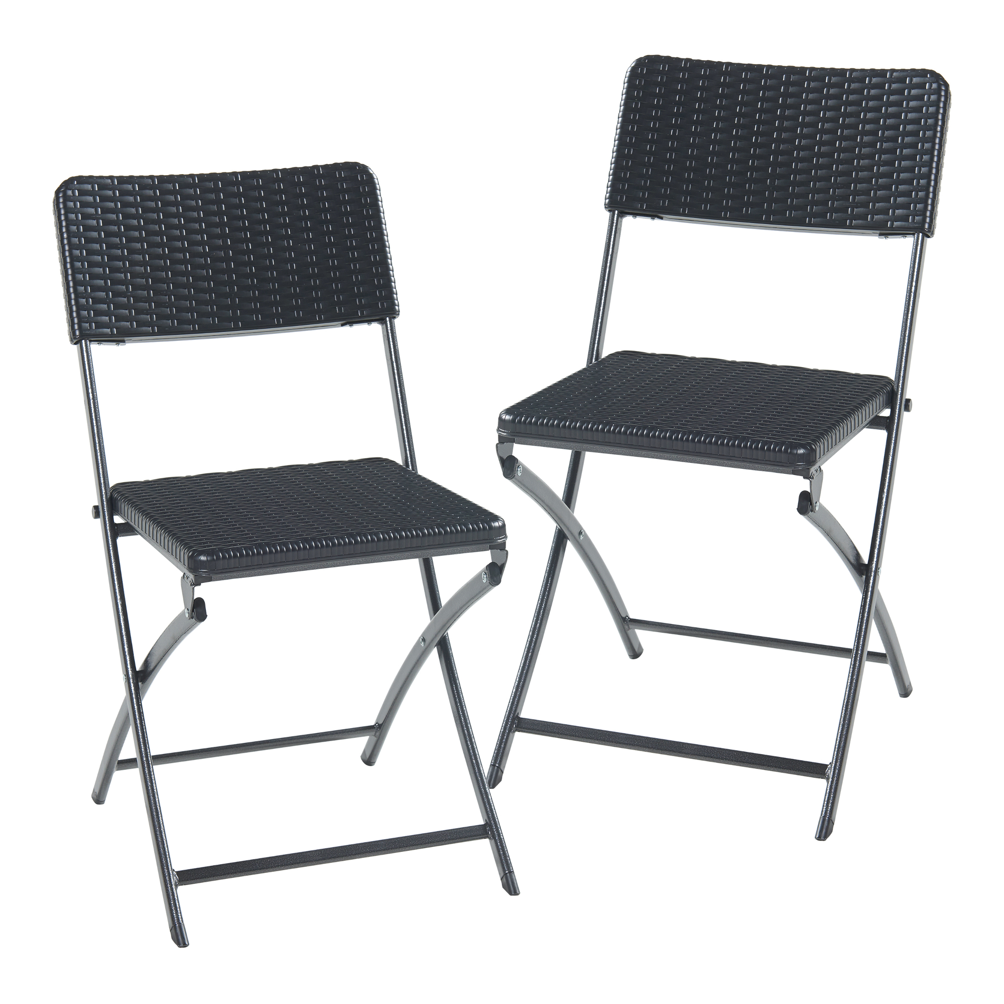 foto del prodotto set mark di 2 sedie pieghevoli nero effetto rattan en.casa 