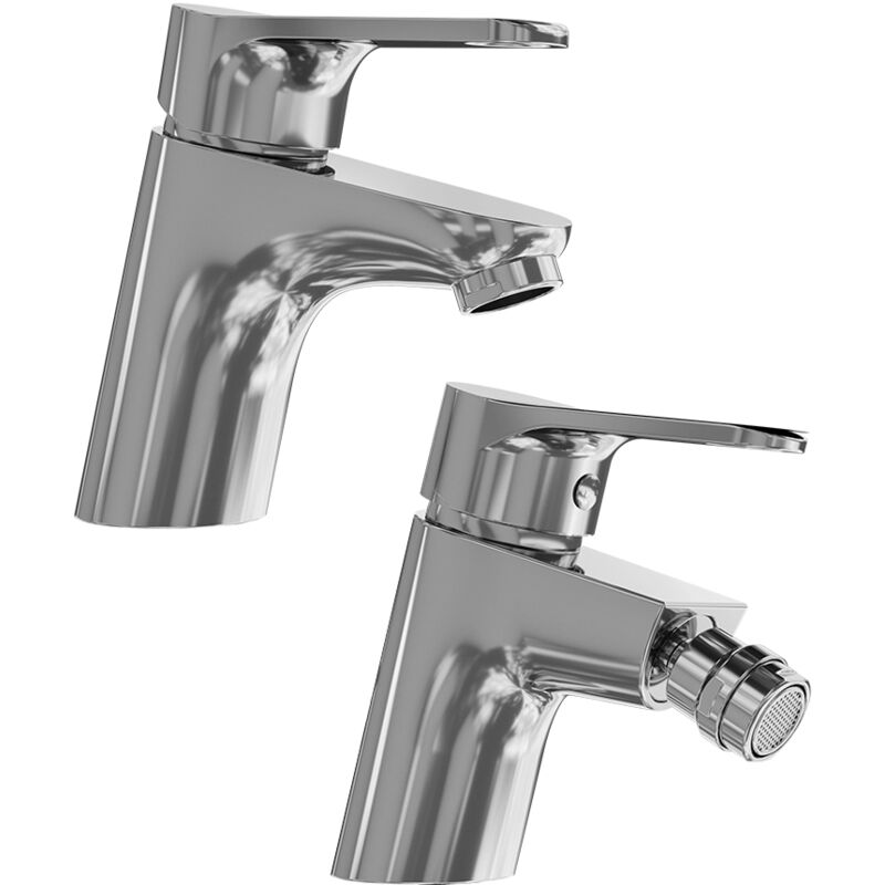 immagine 0 del prodotto set miscelatori con lavabo e bidet senza scarico in ottone cromato mod. judy