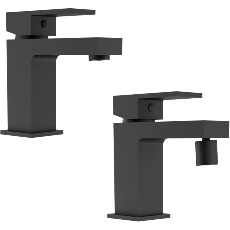 immagine 0 del prodotto set miscelatori con lavabo e bidet senza scarico in ottone nero opaco mod. grace