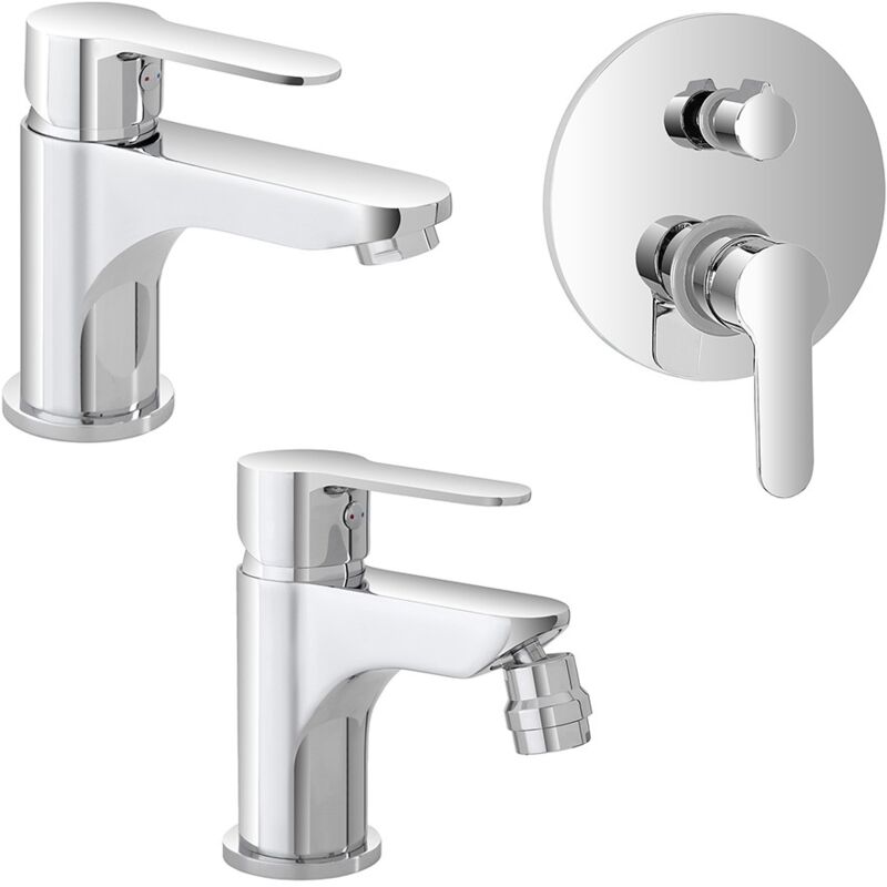 foto del prodotto set miscelatori cromati lavabo bidet e doccia incasso con deviatore zoe