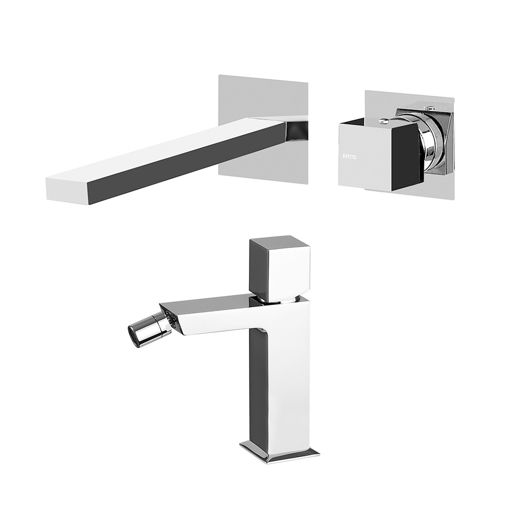 foto del prodotto set miscelatori lavabo a incasso e bidet cromato lucido torre