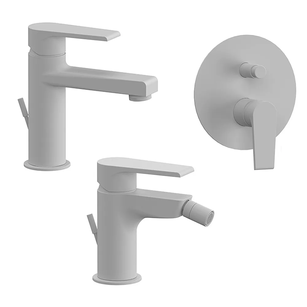 foto del prodotto set miscelatori lavabo bidet e doccia incasso bianco opaco mariani artic