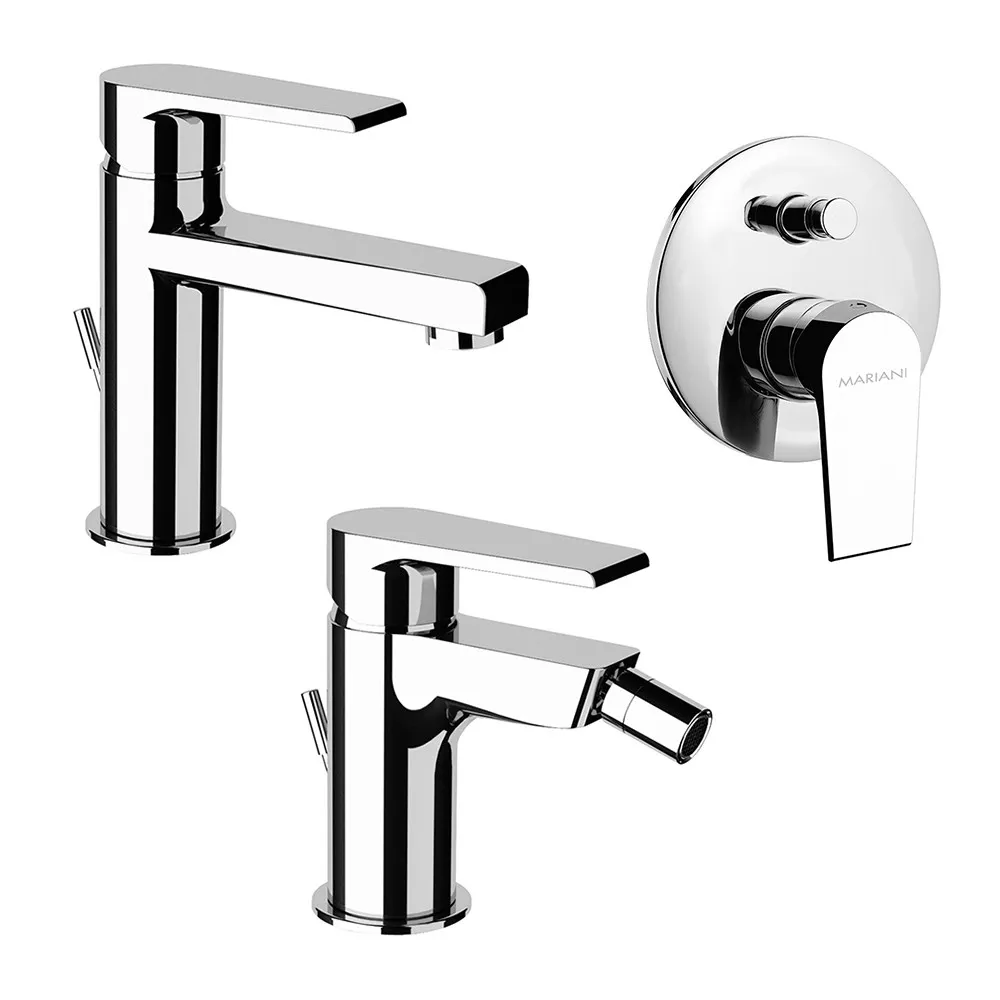 foto del prodotto set miscelatori lavabo bidet e doccia incasso cromato mariani artic
