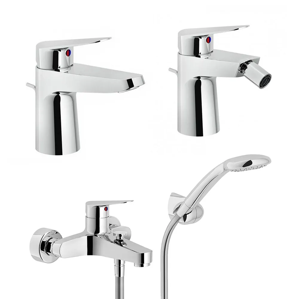 foto del prodotto set miscelatori lavabo bidet e vasca nobili hof cromati a risparmio idrico