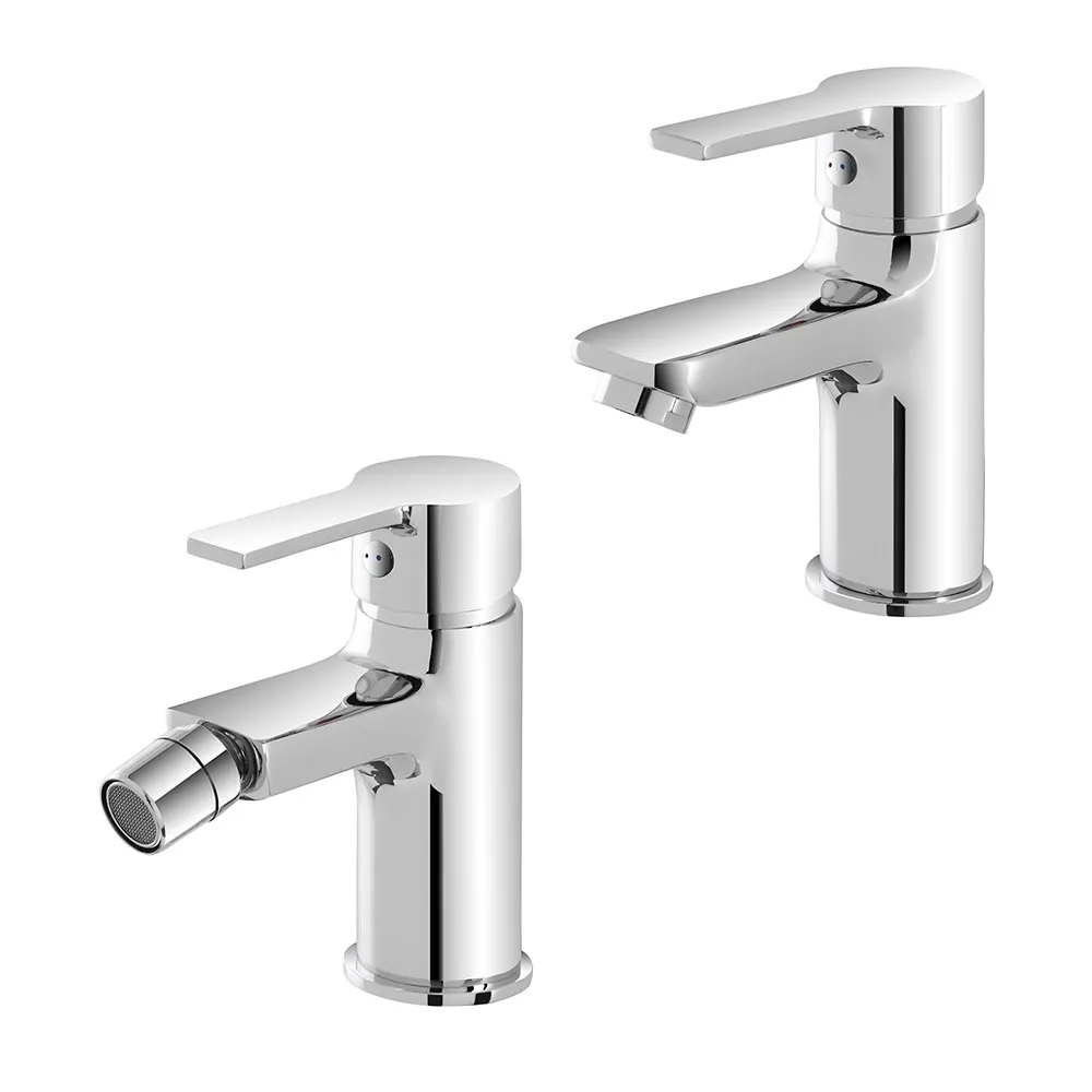foto del prodotto set miscelatori lavabo e bidet cromati con piletta automatica prima