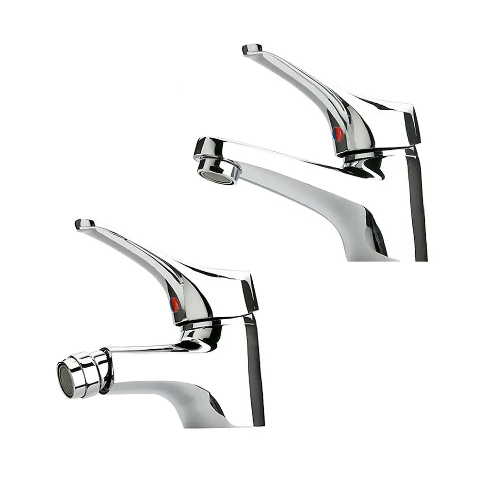 foto del prodotto set miscelatori lavabo e bidet cromati piralla ariel scarico incluso